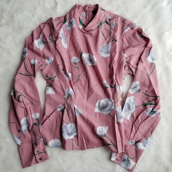 NWT Forever 21 Pink Floral Blouse - Picture 1 of 5